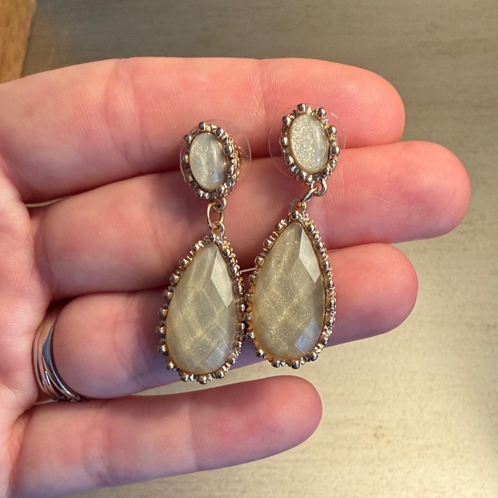 LOFT Gold and Cream Teardrop Earrings